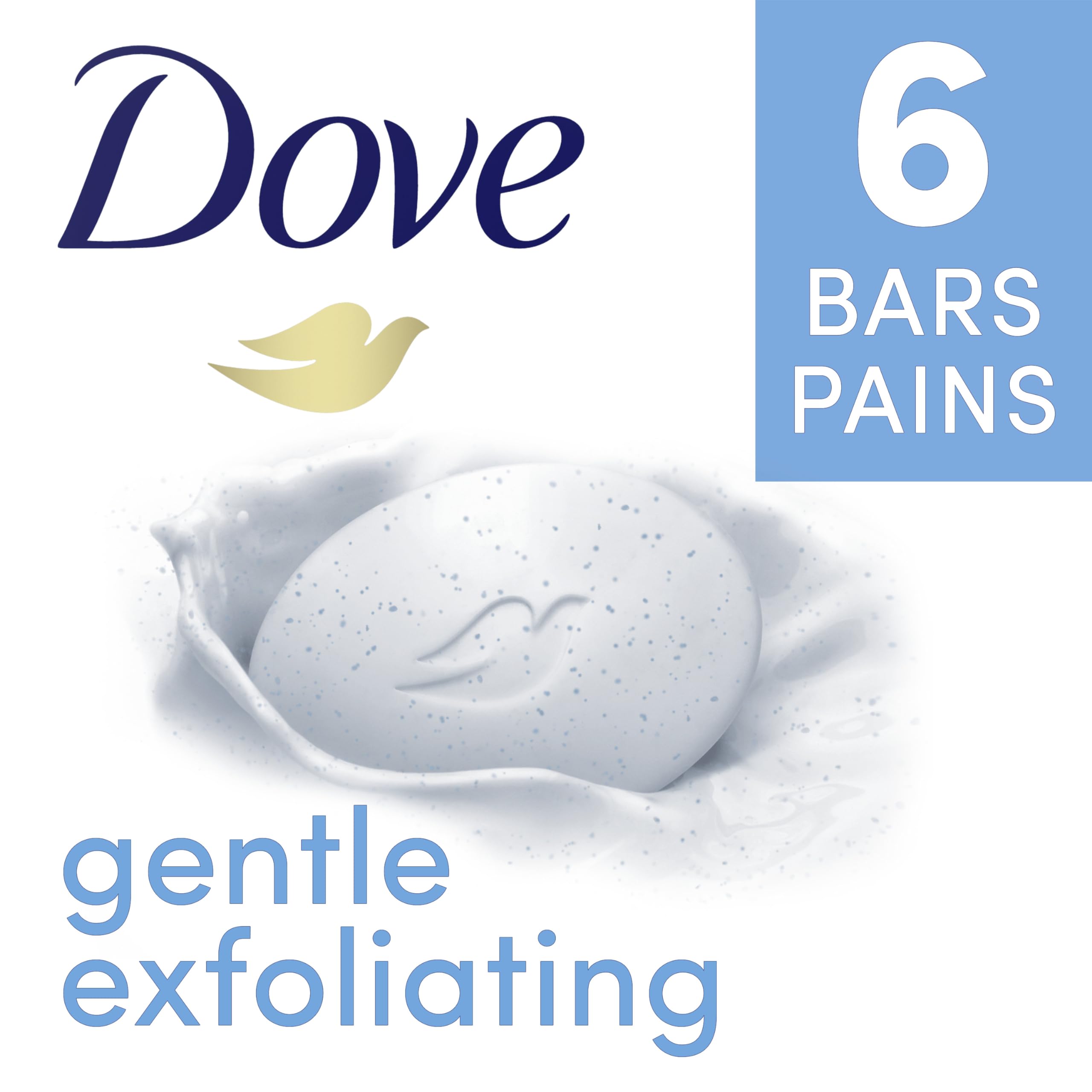 Dove Beauty Bar for Softer and Smoother Skin Gentle Exfoliating More Moisturizing Than Bar Soap 3.75 oz, 6 Bars